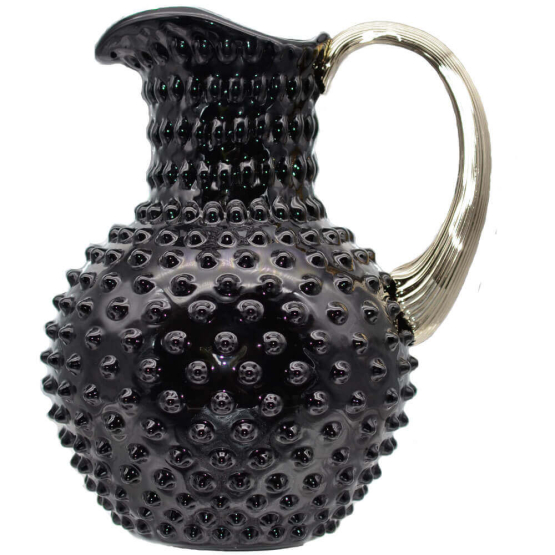 Glass jug Hobnail glass with platinum handle